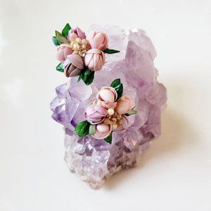 Handmade Floral Shell Earrings